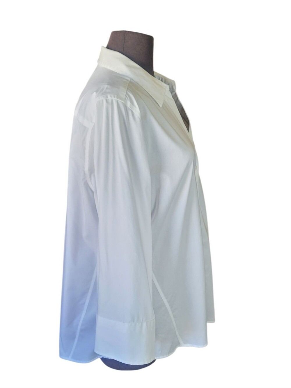 Classic White Button-Front Blouse - 3/4 Sleeve - Picture 7 of 15